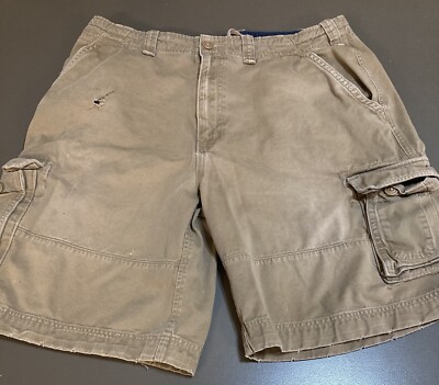 Duck Head Shorts Mens Size 36 Khaki Cargo Outdoor Flap Pockets 10” Inseam 