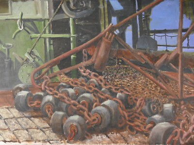 Robert Eid 2002 Öl auf Faserplatte In Ketten 29x43 cm MÄ-254