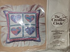 Creative Circle Stitchery Kit 0482 "Quilted Hearts" Pillow 1988 SEALED 14" x 14"
