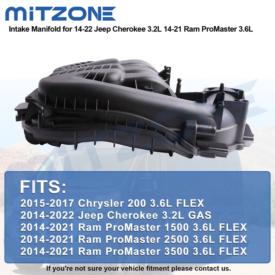 Colector de admisión Mitzone para Jeep Cherokee 14-22 3,2 L 14-2021 Ram ProMaster 3,6 L Foto 3 de 4