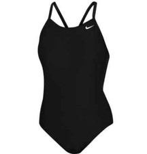 Nike Women's Black Solid Racerback One Piece Swimsuit Size 4 L113112