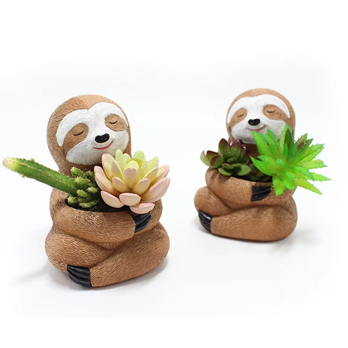 Cute Sloth Succulent Resin Planter Pot – Cartoon Animal Garden Decor Flower Pot - Picture 8 of 11