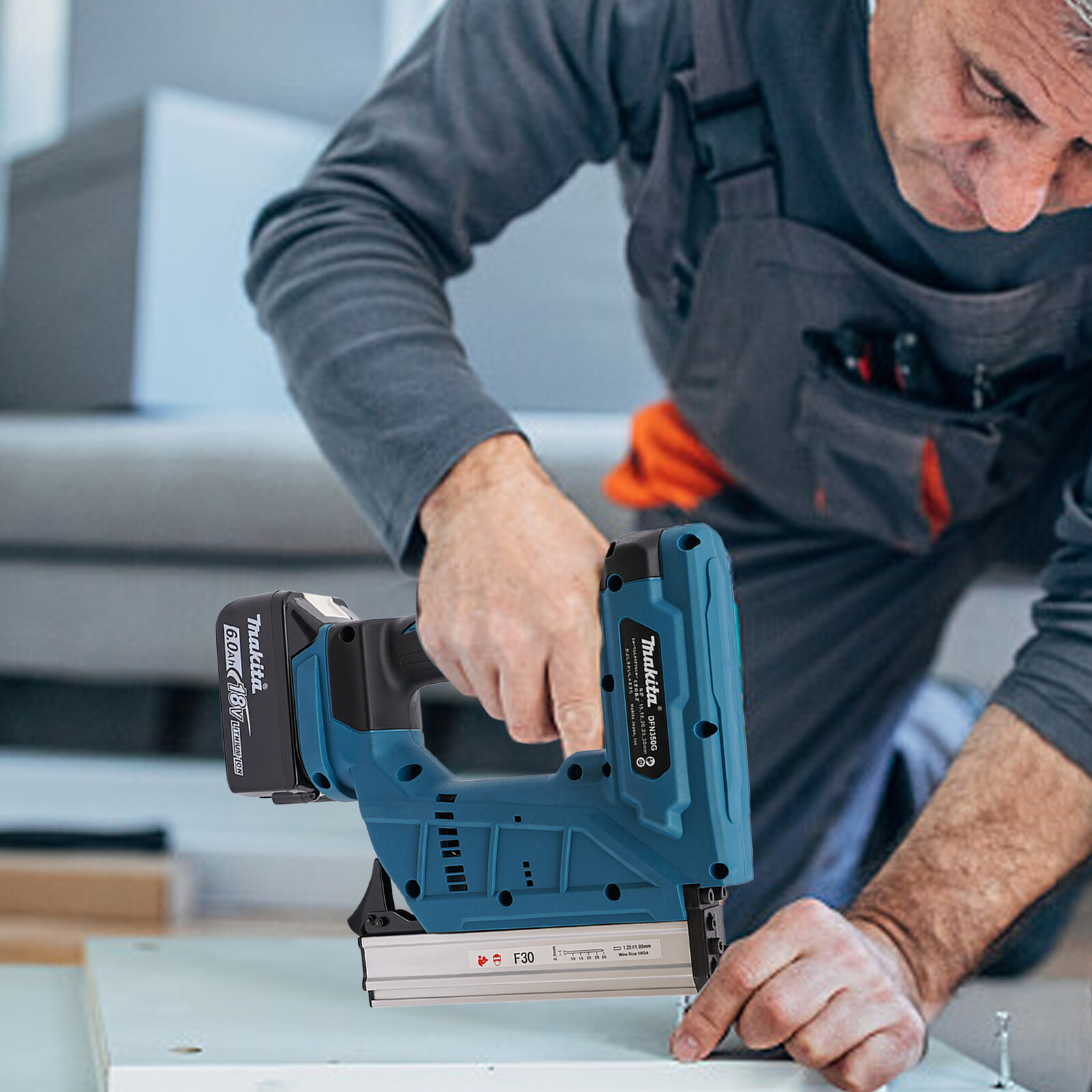 F30 Cordless 18Ga Brad Nailer Nail Gun with 18V Battery Brush Copper Motor Quantum