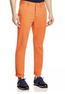 NWT OCEAN CURRENT Relaxed Straight Fit Chino Pants Rust Orange Mens Size 30 X 32