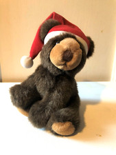 Plush Brown Bear with Red Santa Hat Russplus Christmas Winter 6  