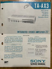 SONY TA-AX3 INTEGRATED STEREO AMPLIFIER ORIGINAL SERVICE MANUAL