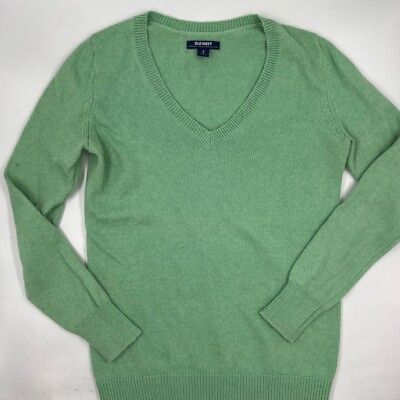 Old Navy Womens V Neck Sweater Size M Green Cotton Stretch