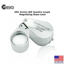 20X Illuminated LED Jewelers Jewelry Eye Loupe Magnifier Magnifying Glass Lens