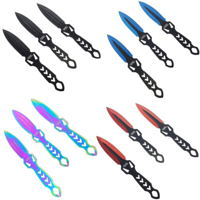 Target Master 3pc 6  Fixed Blade Knife Set Stealth Style Black w/ Nylon Sheath