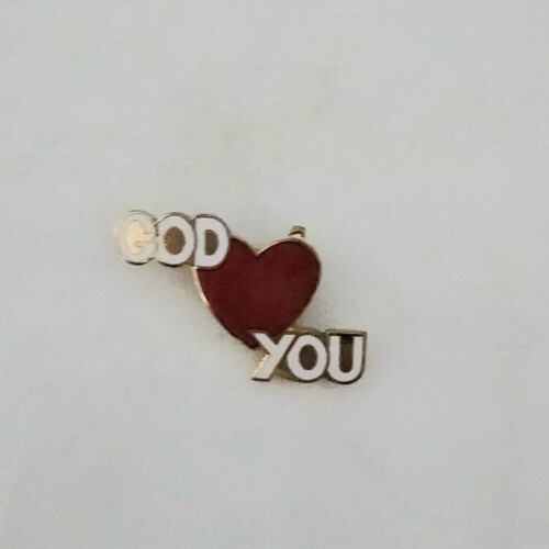 Vintage gift creations God Loves You brooch pin