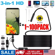 6LED USB Snake Endoscope Borescope HD Inspection Camera  For Android Type C Lot