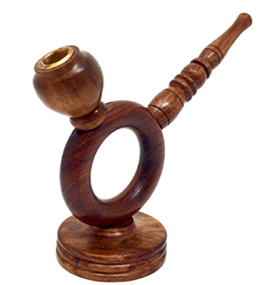 Hand Carved Natural Wood Smoking Tobacco standing Hookah pipe 3 in 1 Durable