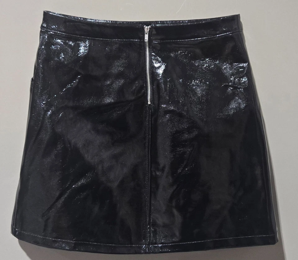 Falda Art Class Negra Metálica Imitación Cuero Línea A con Bolsillos - Talla Grande 10/12 Foto 3 de 4
