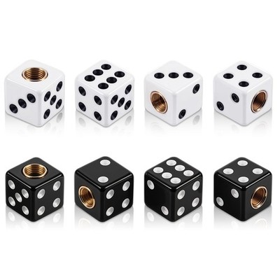 8 Pcs Dice Valve Stem Caps, White and Black Air Caps Universal... 