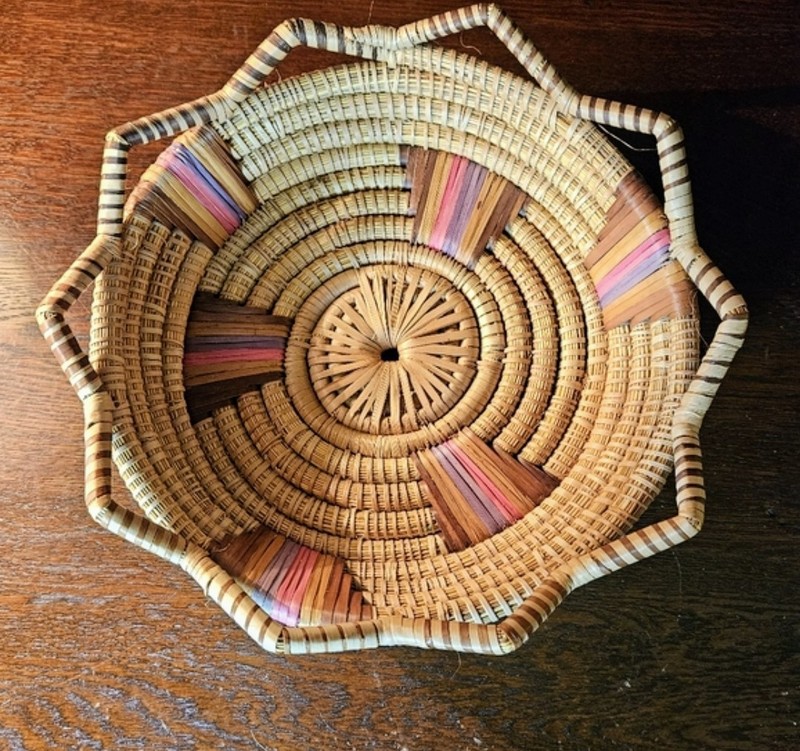 Vintage Decorative Handwoven African Wall Hanging Basket Pastel