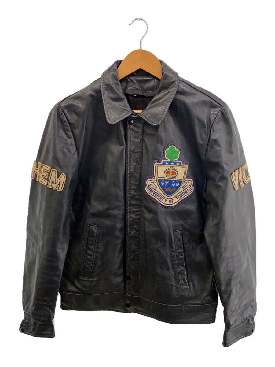 Men's Black Leather Blouson Jacket Size 38 Style 1266