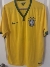 Nike Brazil Neymar Jr #10 Men's Soccer Jersey Shirt Size M Yellow Green