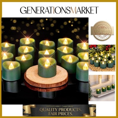 Green Tea Lights Candles Battery Operated, 200+Hour Flameless Flickering Fake...