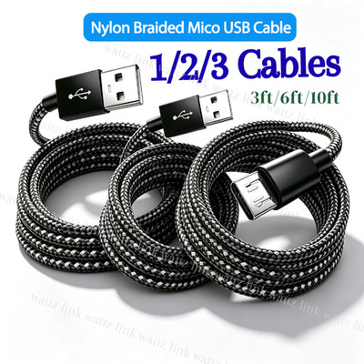 Micro USB Cable 3/6/10FT Android Charger Cord Long Fast Charging For Samsung PS4