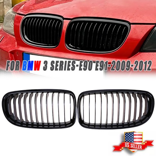 For 2009-2011 BMW E90/E91 LCI 325i/328i 4D  Front  Kidney Grille Gloss Black Set