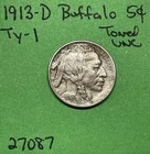 1913-D Type-1 Buffalo 🦬 Indian Head Nickel 5c Piece Uncirculated Toned