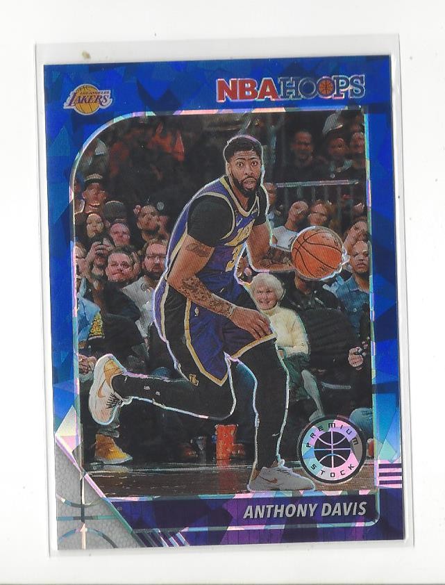 2019-20 Hoops Premium Stock Prizms Blue Cracked Ice #89 Anthony Davis Lakers