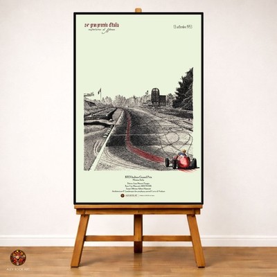 1953 Italian GP Monza Fine Art Print - Fangio Formula Racing Wall Art Poster