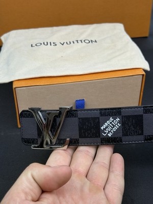 Louis Vuitton Monogram Black Leather Belt with LV Buckle 110/44