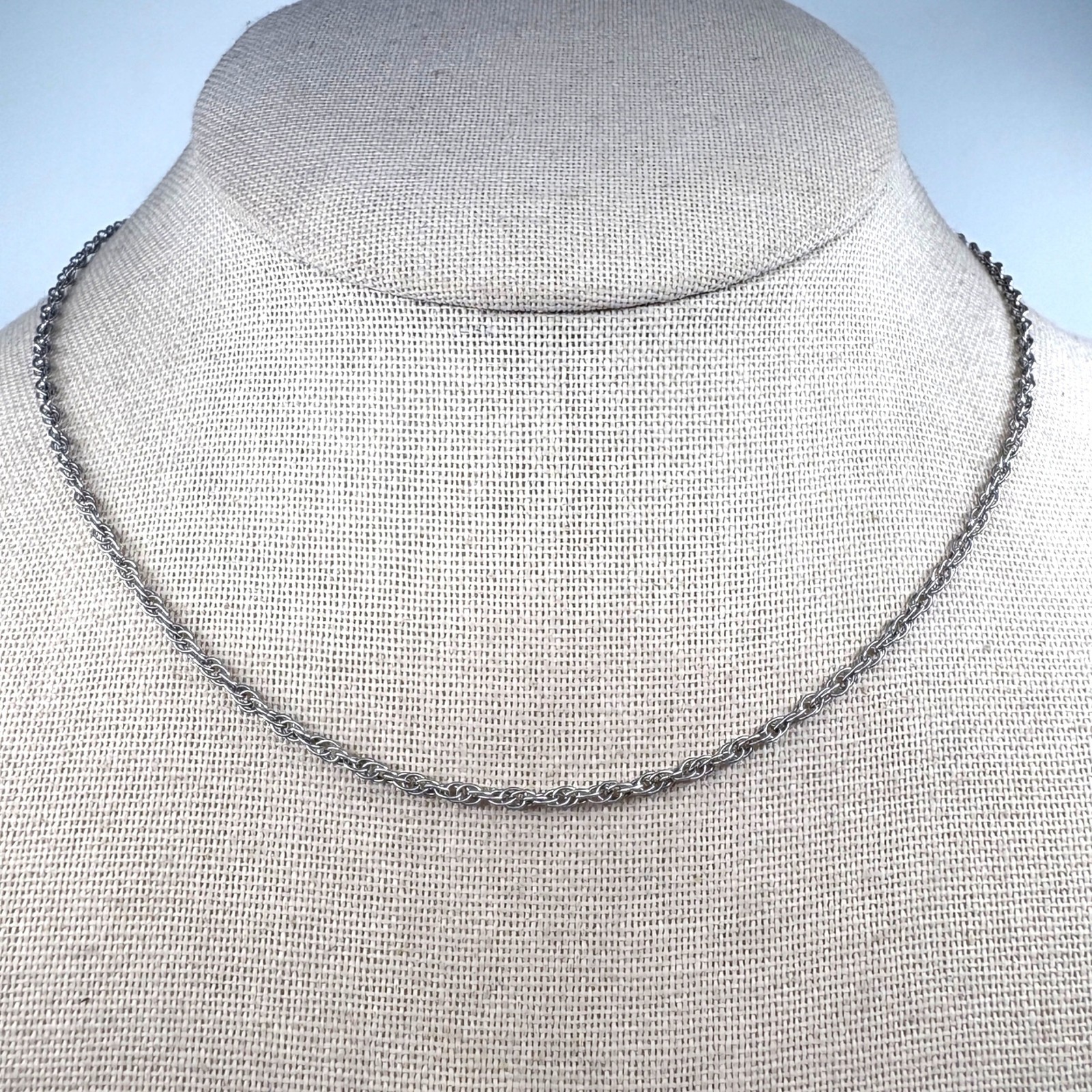 VTG Solid Sterling Silver 925 Cable Link Chain Ne… - image 1