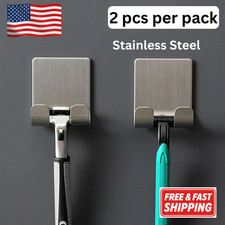2 Pack Razor Holder Hooks Adhesive 304 Stainless Steel Wall Mount Shower Hanger