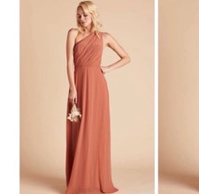 Birdy Grey KIRA DRESS CHIFFON TERRACOTTA One-Shoulder NWT Bridesmaid Size M