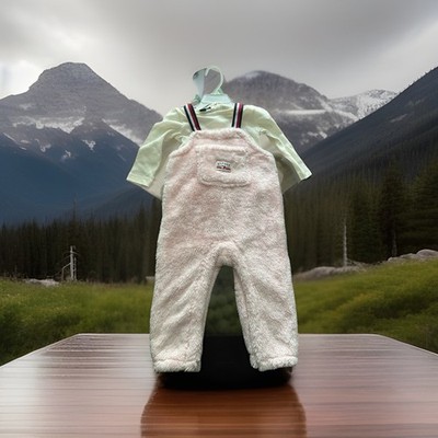 Tommy Hilfiger Pink Fleece Logo Overalls + White Long Sleeve Top Set 18-24M