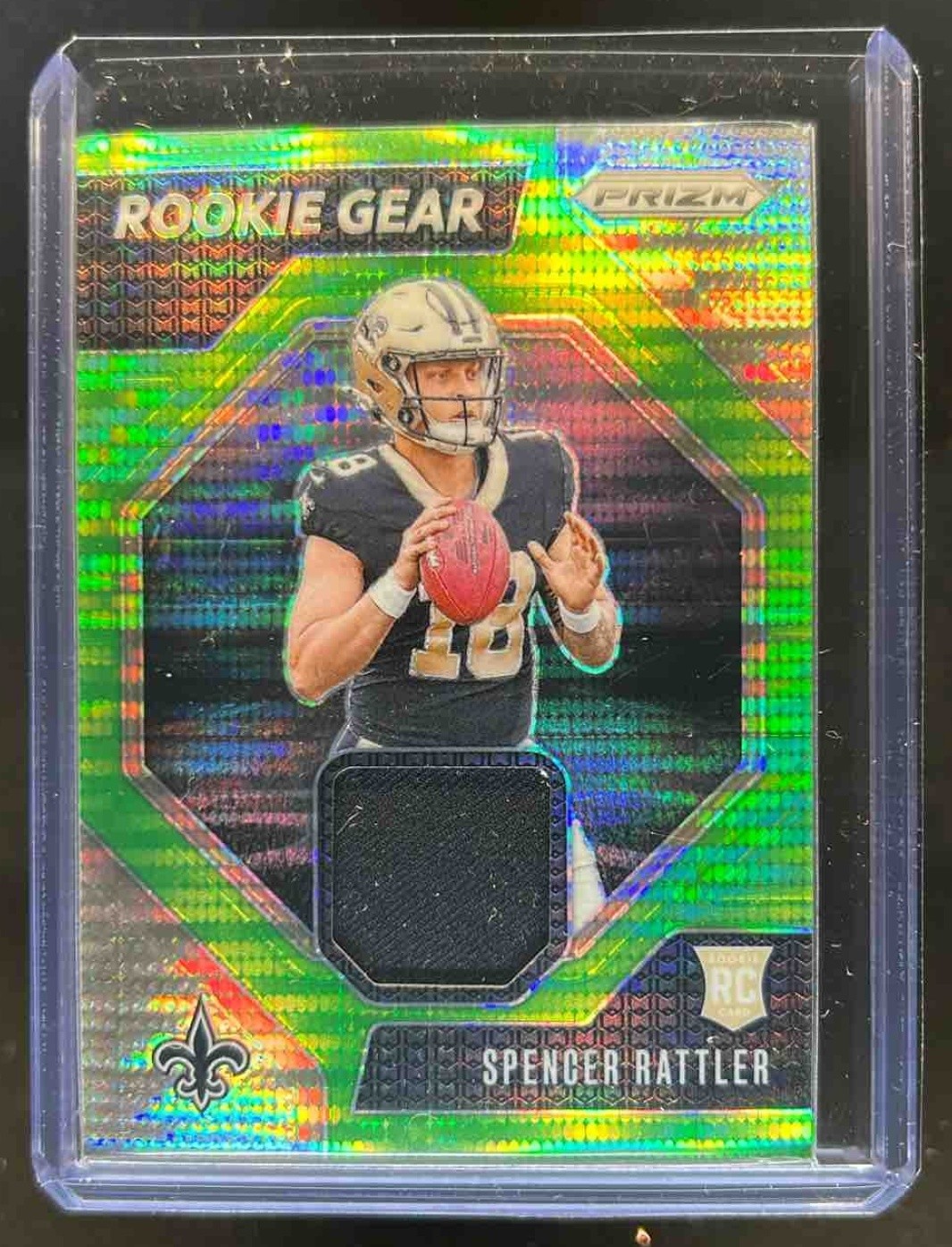 2024 Prizm Spencer Rattler Rookie Gear RC Jersey Neon Green Pulsar #RG-SRR