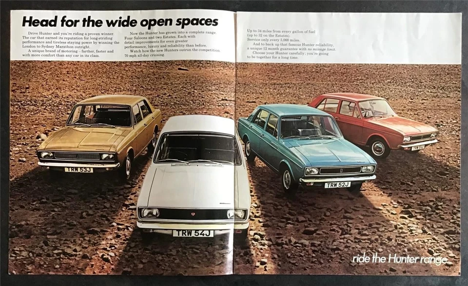HILLMAN HUNTER LF Car Sales Brochure 1970-71 #C2611/H GL - SUPER - GT - DeLuxe - Image 2 of 4