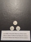 Lot #908 3 Beautiful Mercury Dimes 1941-D 1942-9 1943-P Full Dates-Letters F-VF