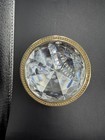 Vintage 1980s Large Clear Crystal Scarf Clip Gold Filigree Slide Statement Nice — photo 1