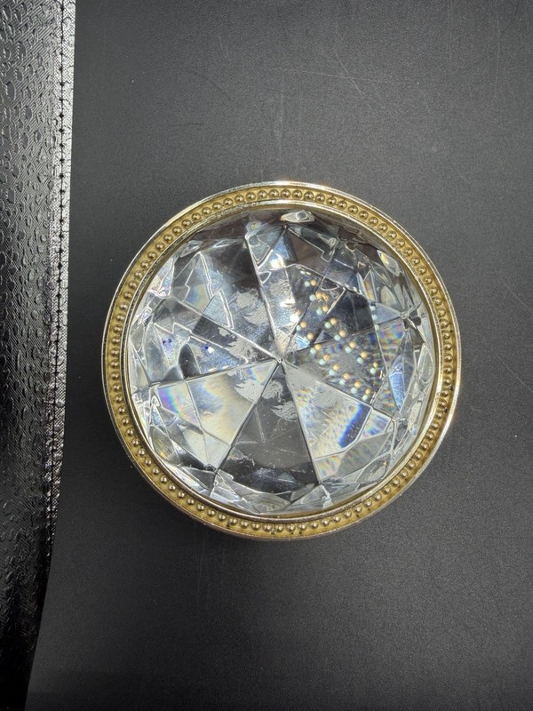 Vintage 1980s Large Clear Crystal Scarf Clip Gold Filigree Slide Statement Nice