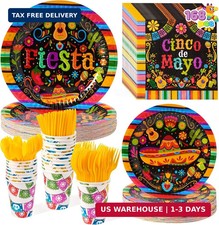 168 Pcs Fiesta Party Decorations, Mexican Theme Paper Plates and Napkins S