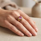 Charming Bubblegum Pink Sapphire Round 2.10Ct 925 Sterling Silver 24K Gold Rings
