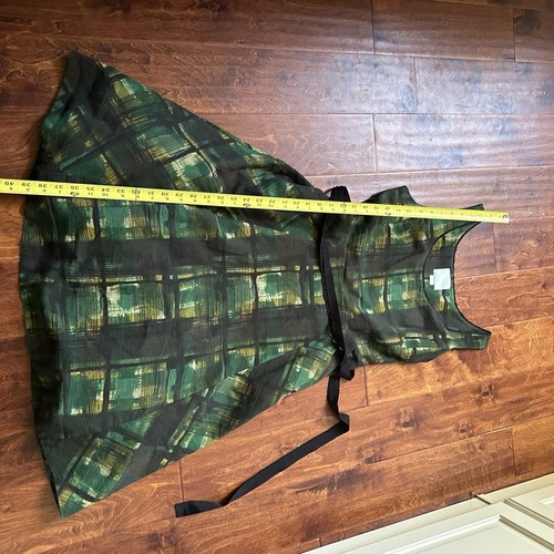 Anthropologie Maeve Dress Size 6 Green Painted Plaid Fit & Flare Sash Women's - Picture 16 of 16