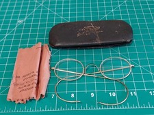 Antique Hardy 12K Gold Filled AO Wire Frame Eyeglasses w/ Case