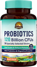 Probiotics 120 Billion Cfus  36 Strains, with Prebiotics  Digestive Enzymes fo