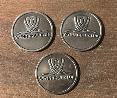 3 Wynn Golf Club Ball Markers Metal Flat Coin NEW OLD STOCK - Las Vegas,Nevada