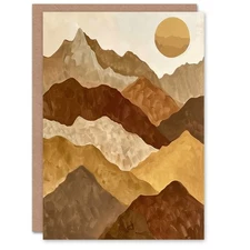 Greeting Card Mid Century Modern Nevada Mountains Sunset Blank Birthday