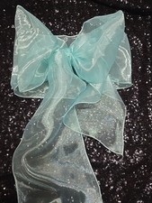 20 pc Sheer Chair Decor Bow Sash 104"x7 1/2" Aqua Wedding Party Banquet Organza