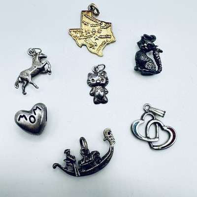 Vintage Charms Cat, Horse, Texas, Hello Kitty, Gondola, Heart, MOM, 925, 800