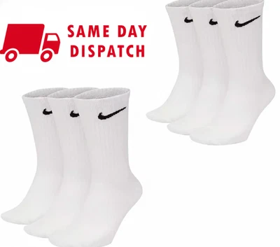 MENS/WOMENS NIKE CREW SOCKS 3/6 PAIR PACK - CREW SPORTS WHITE