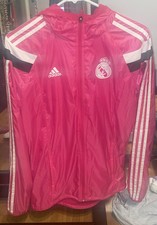 Raro Adidas Real Madrid Tejido Nylon Himno Chaqueta/Rompevientos Caliente Rosa Neón—Pequeño