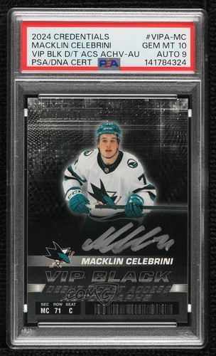 2024 Credentials Achievement 6/25 Macklin Celebrini PSA 10 GEM MT Rookie Auto RC