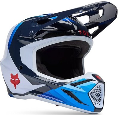 Fox Racing V3 Fade MX Offroad Helmet White/Blue | eBay